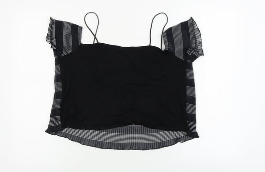 Topshop  Womens Black Striped  Basic Blouse Size 14
