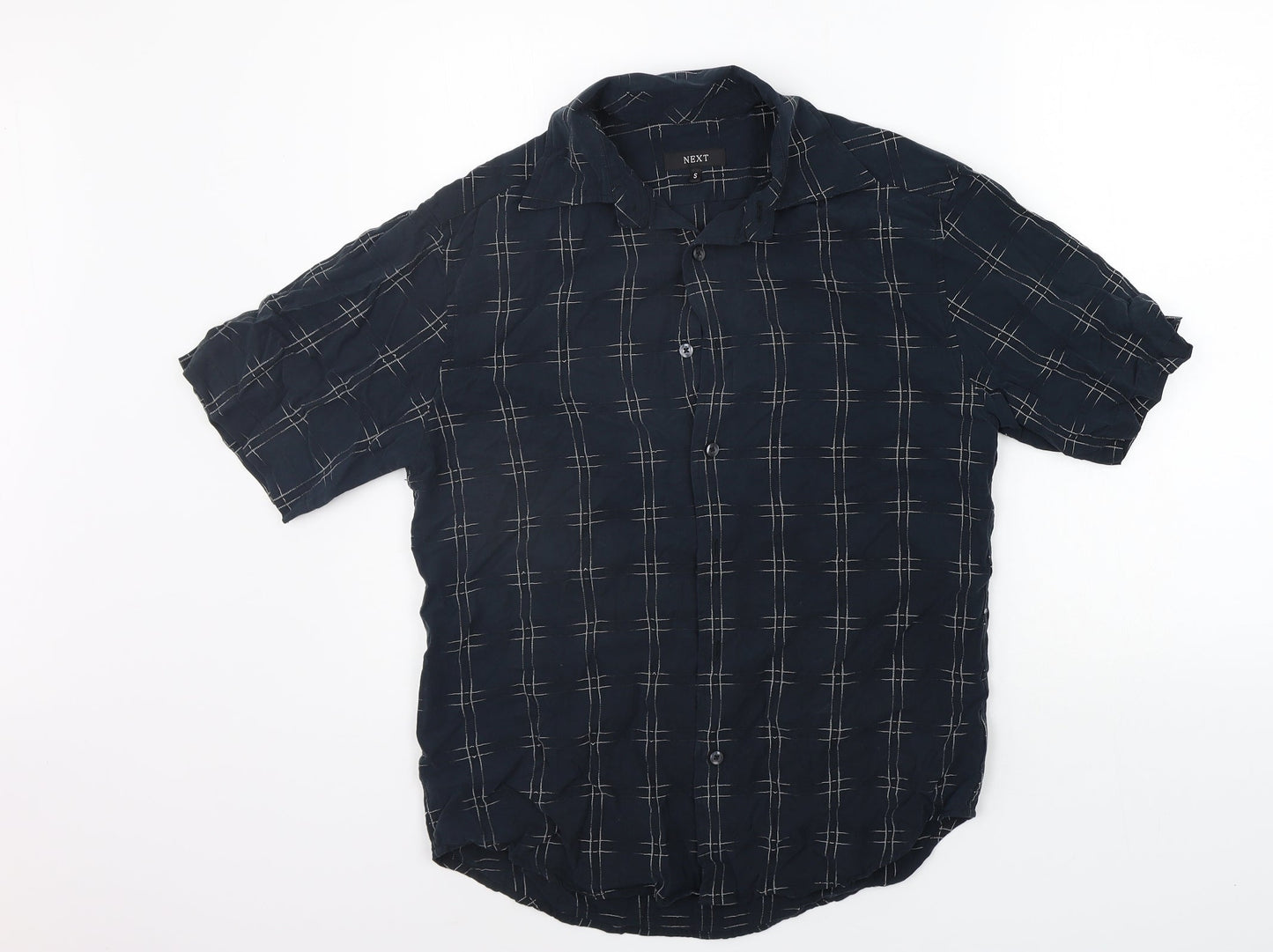 NEXT Mens Black Check   Button-Up Size S