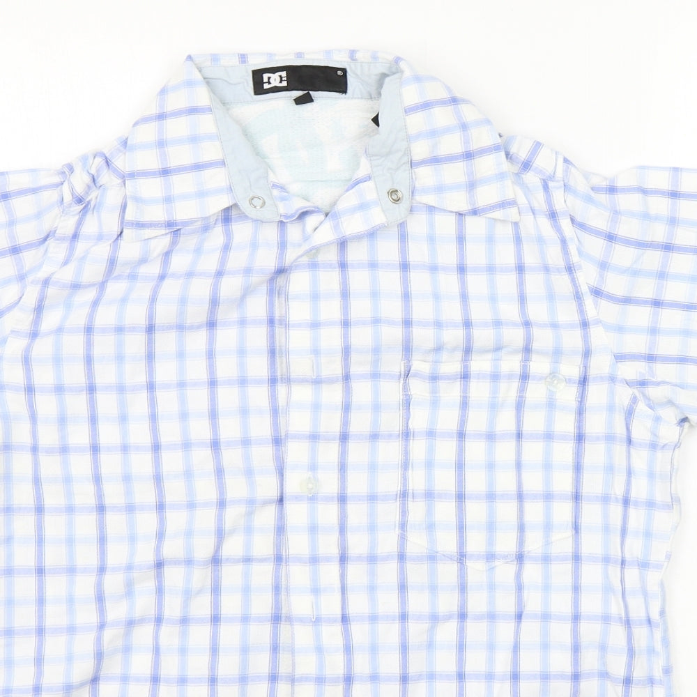 DC Mens White Check   Button-Up Size S