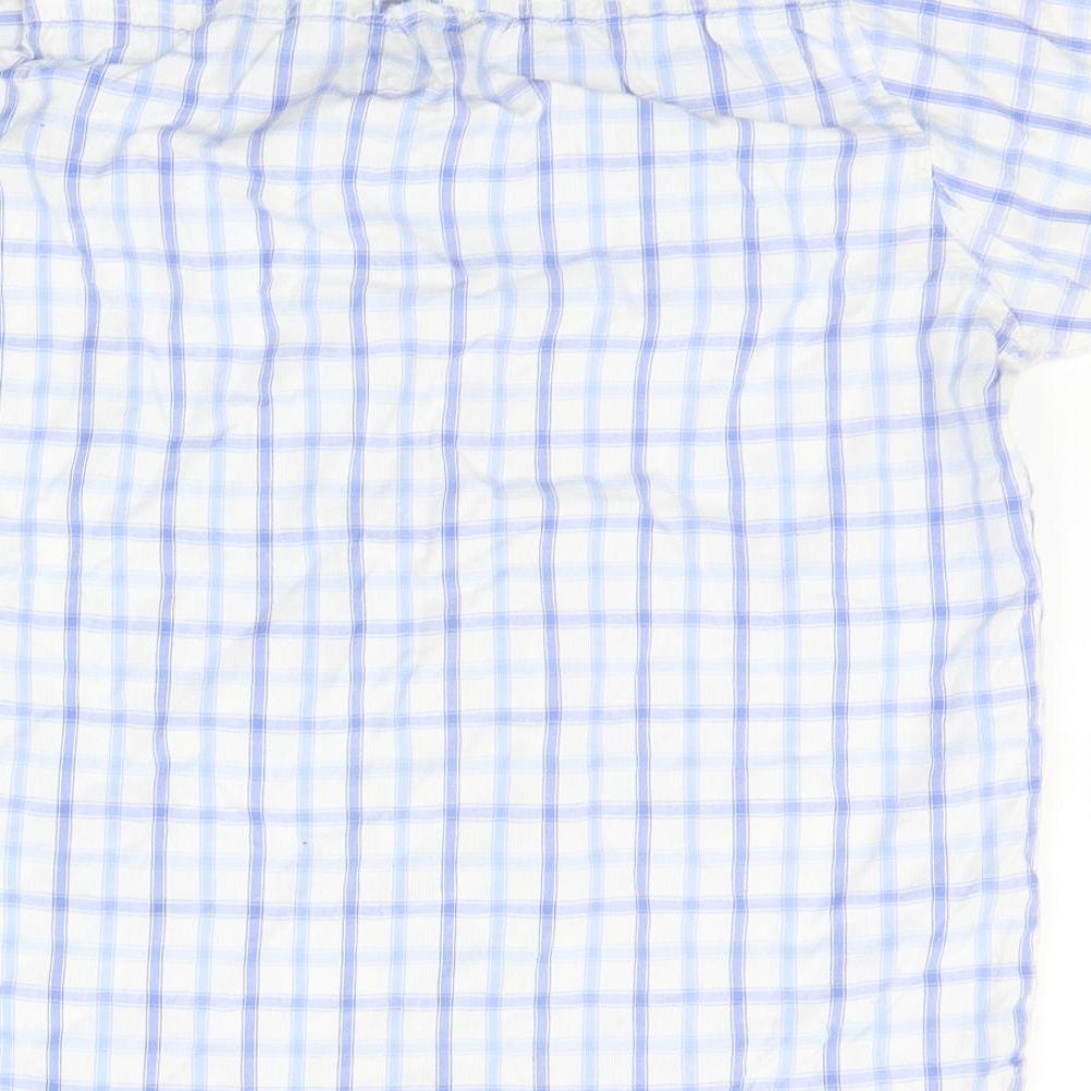 DC Mens White Check   Button-Up Size S