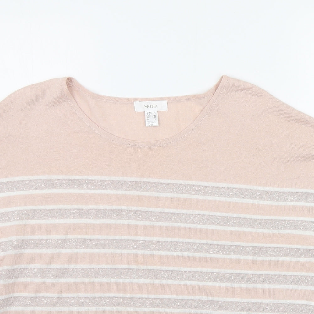 MONA Womens Beige Striped  Pullover Jumper Size 18