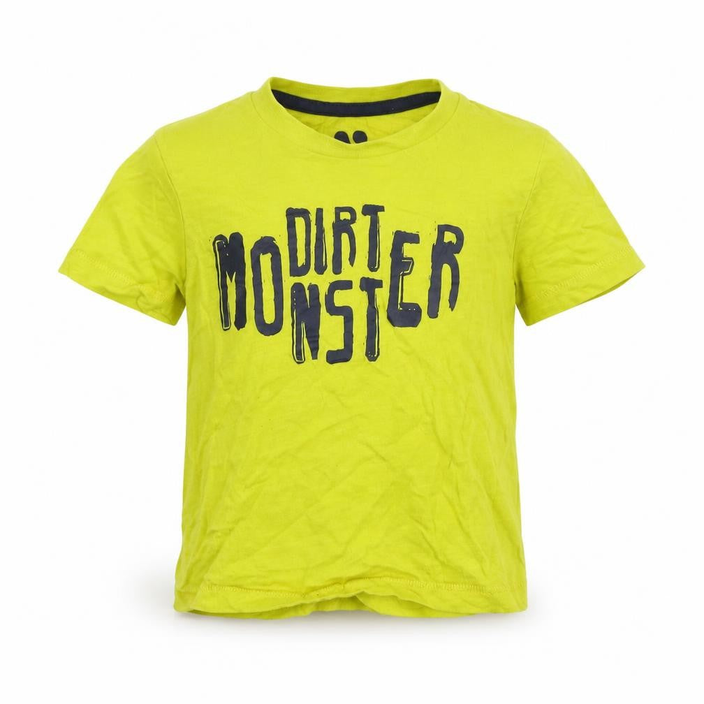 Front view of Aery girls’ yellow basic t-shirt, size 12-18, months