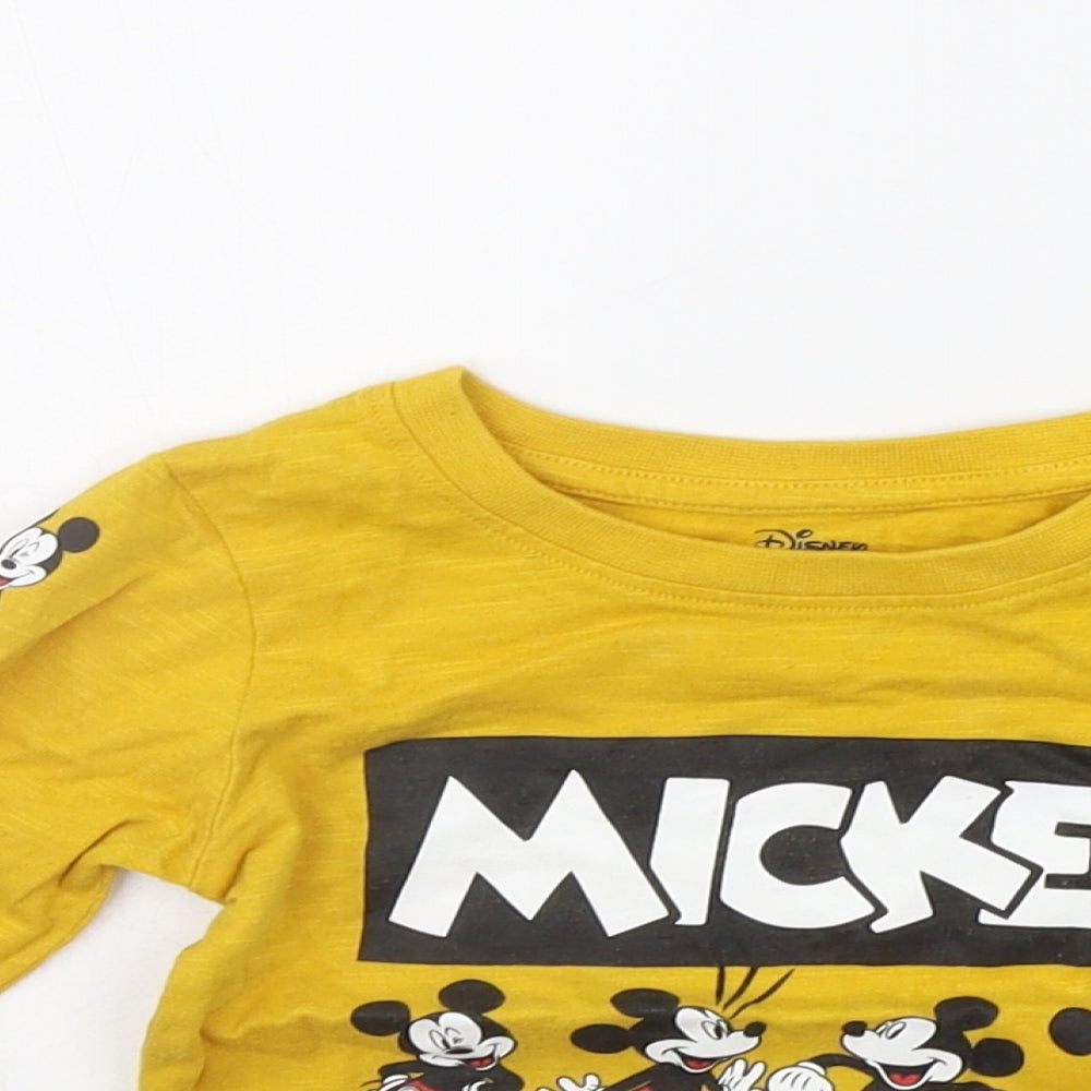 Primark Girls Yellow Geometric  Basic T-Shirt Size 12-18 Months  - MICKEY MOUSE