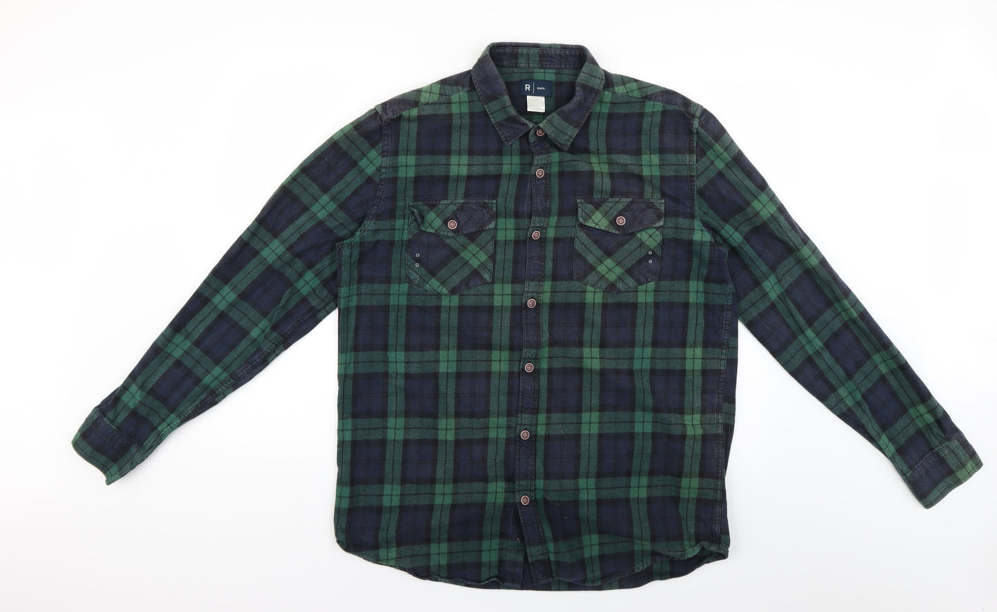 La Redoute Mens Blue Check   Button-Up Size 17