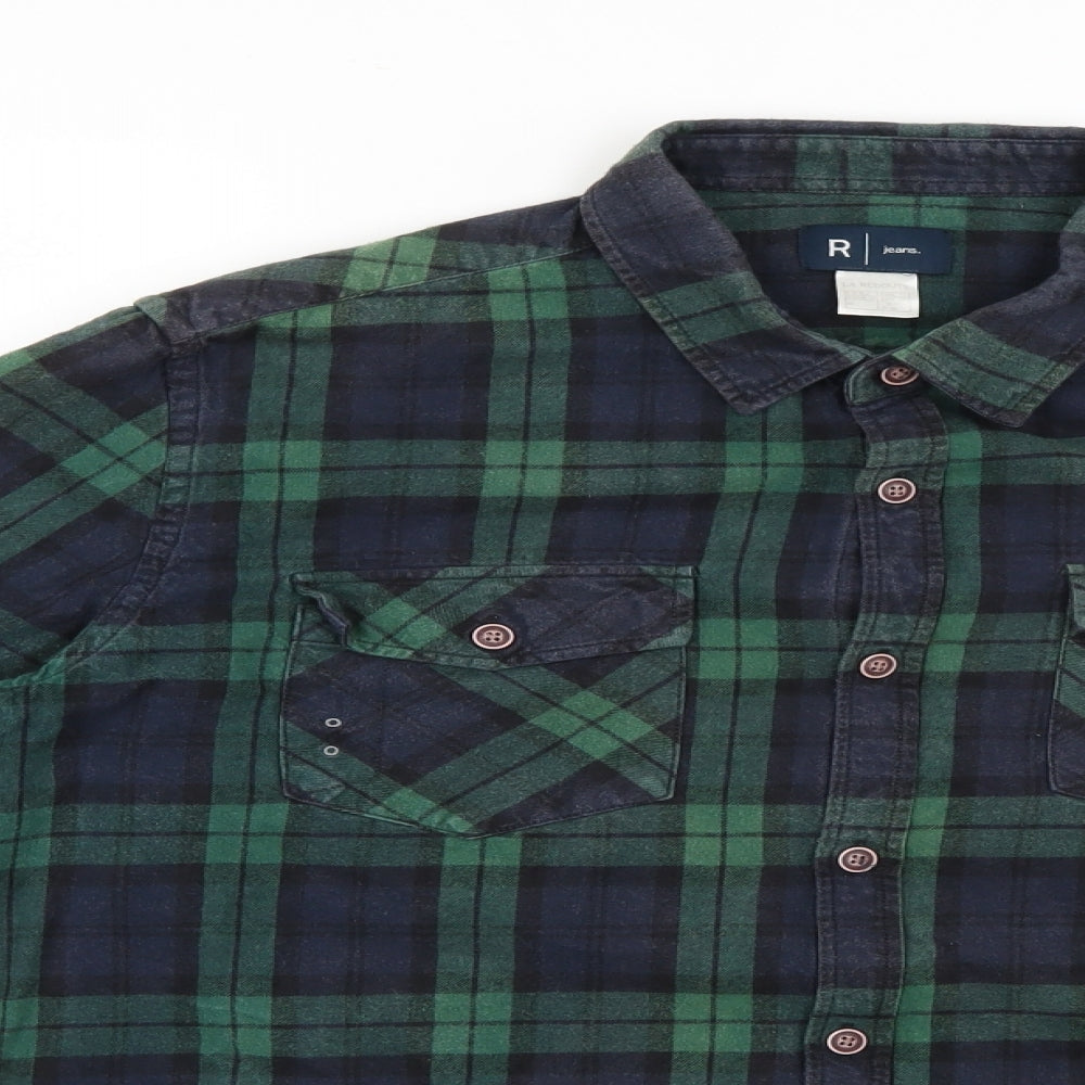 La Redoute Mens Blue Check   Button-Up Size 17