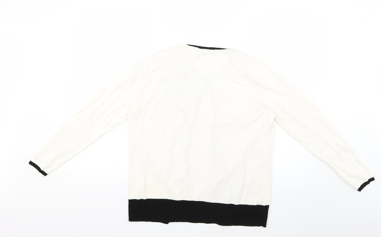 frank saul Womens White Geometric Knit Cardigan Jumper Size L