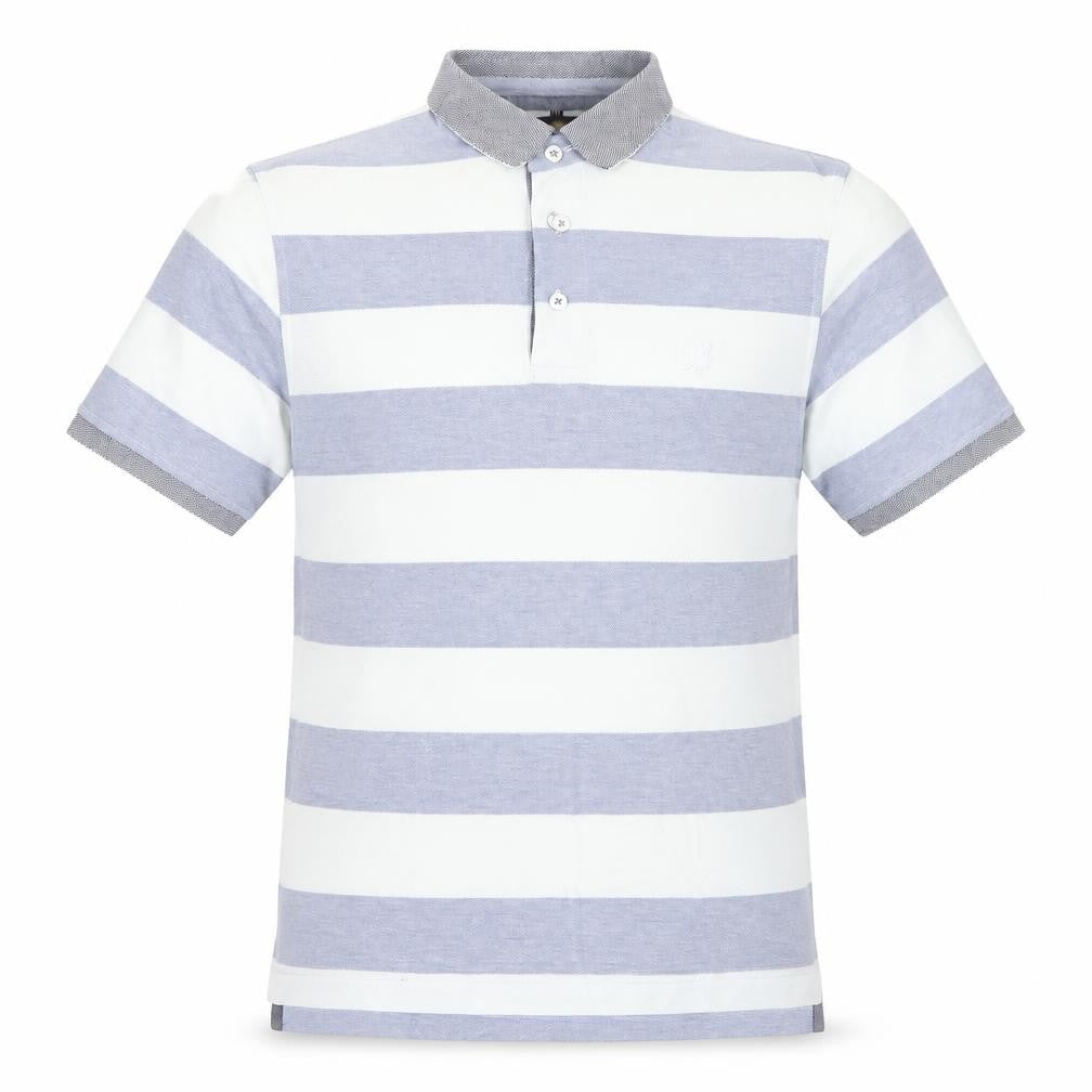 Rhino Mens Ivory Striped   Polo Size L