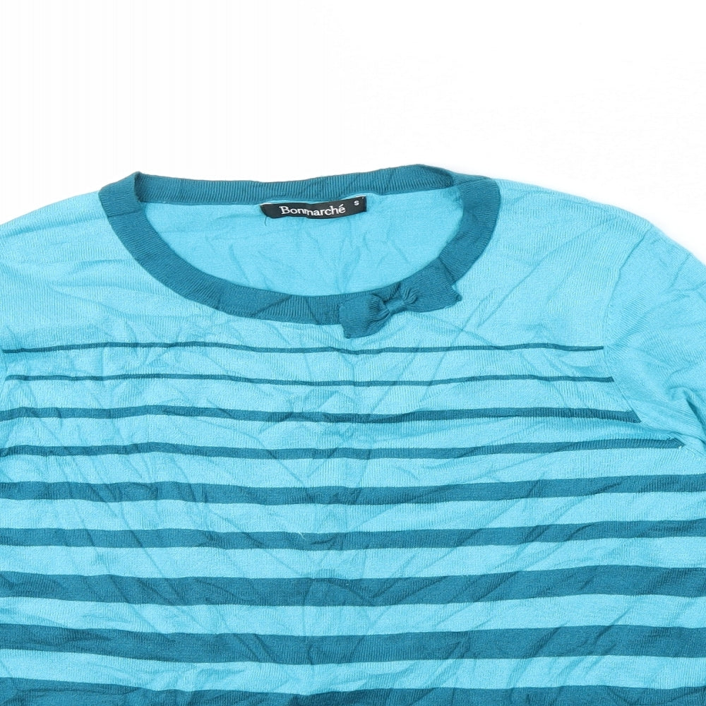 Bonmarché Womens Blue Striped  Pullover Jumper Size S