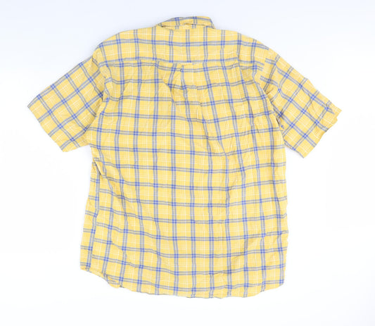 Nautica Womens Yellow Check  Basic Button-Up Size L