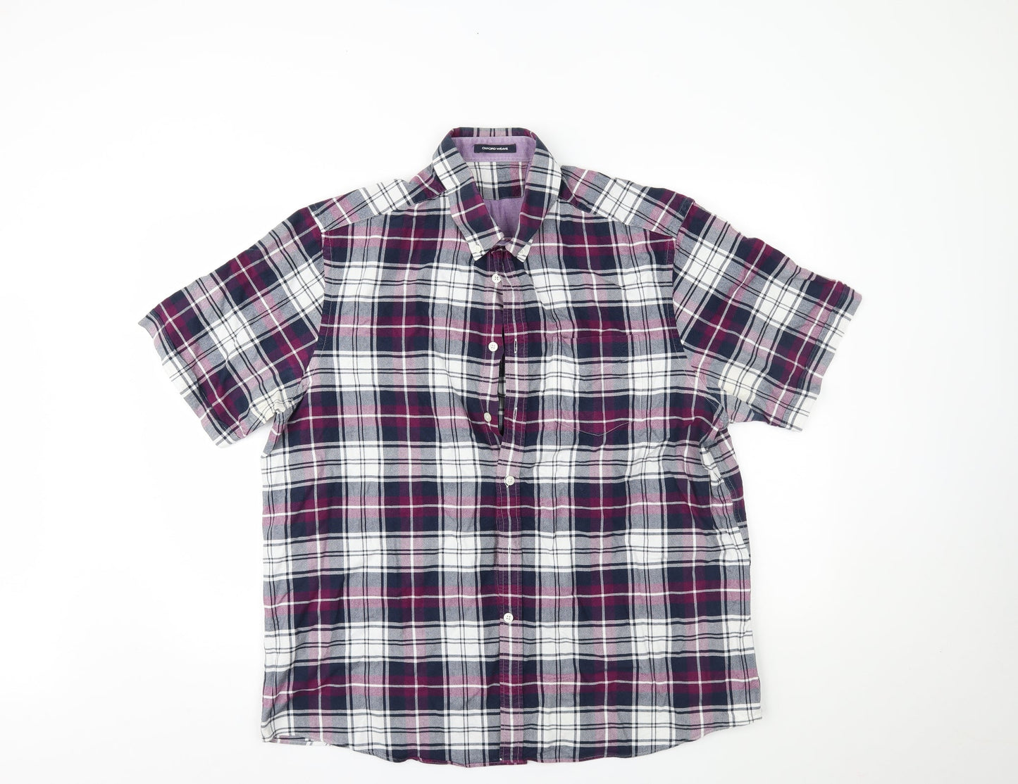 oxford weave Mens Purple Plaid   Button-Up Size 44