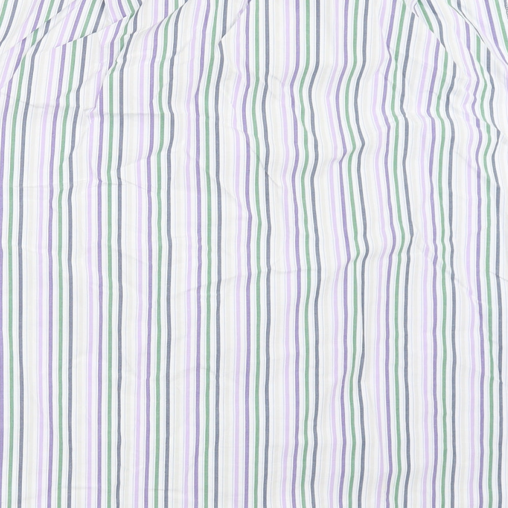 Cotton Traders Mens White Striped   Button-Up Size L