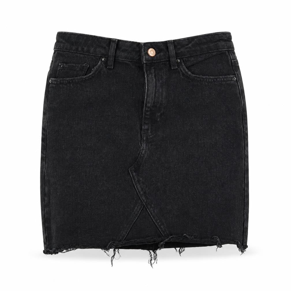 New Look Womens Black  Denim Mini Skirt Size 8