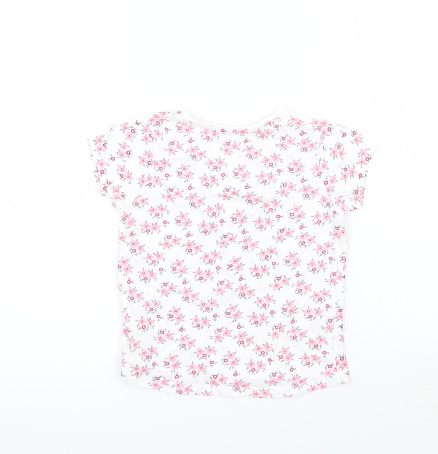 Primark Girls White Floral  Basic T-Shirt Size 3-4 Years