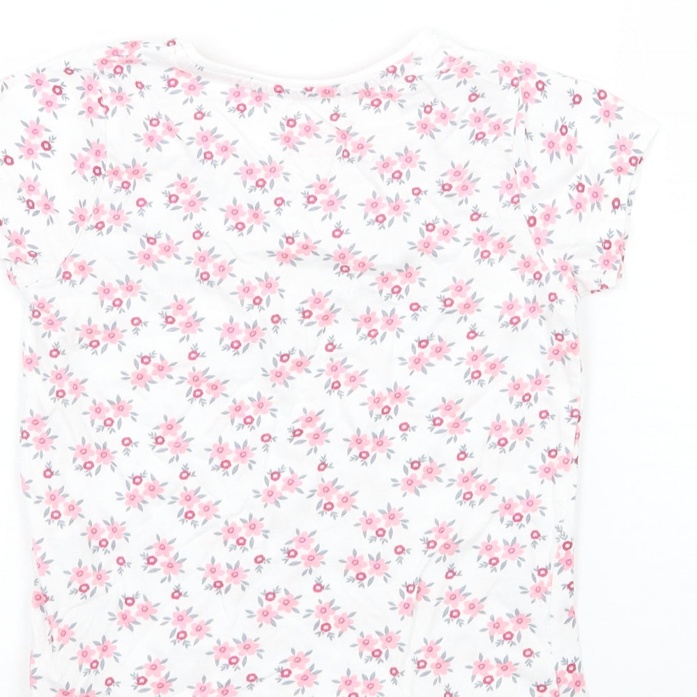 Primark Girls White Floral  Basic T-Shirt Size 3-4 Years
