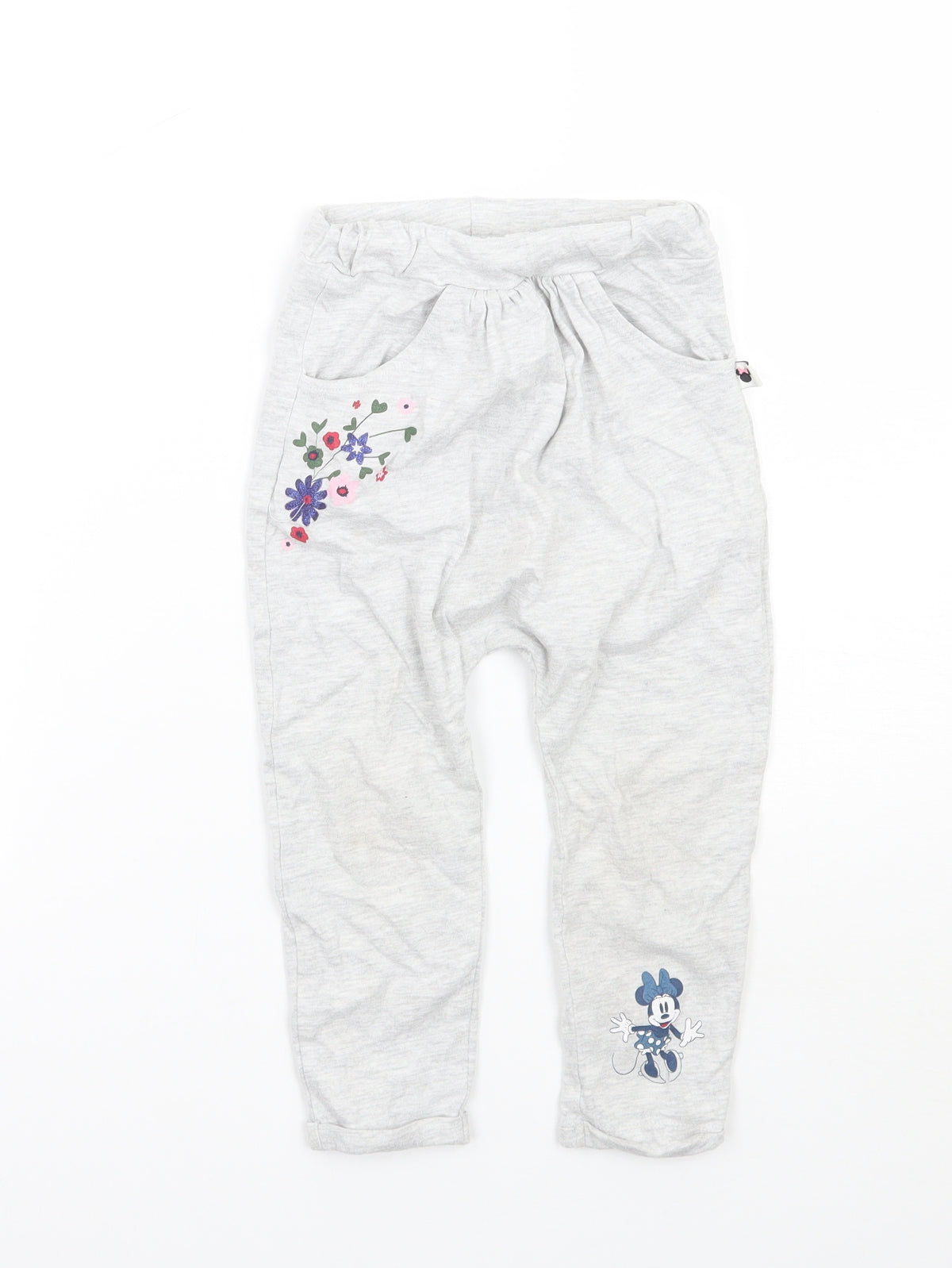 Disney Girls Grey Floral  Sweatpants Trousers Size 18-24 Months