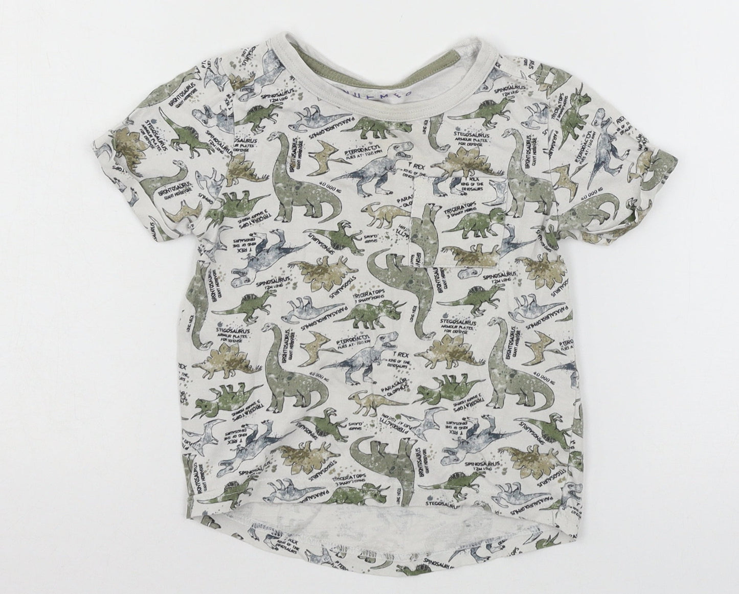Nutmeg Baby Multicoloured Geometric Jersey Basic T-Shirt Size 12-18 Months  - Dinosaur