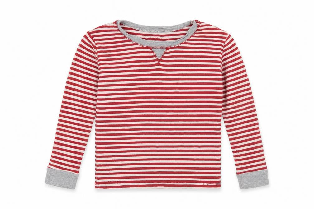 Burt's Bees Kids Boys Red Striped  Basic T-Shirt Size 4 Years