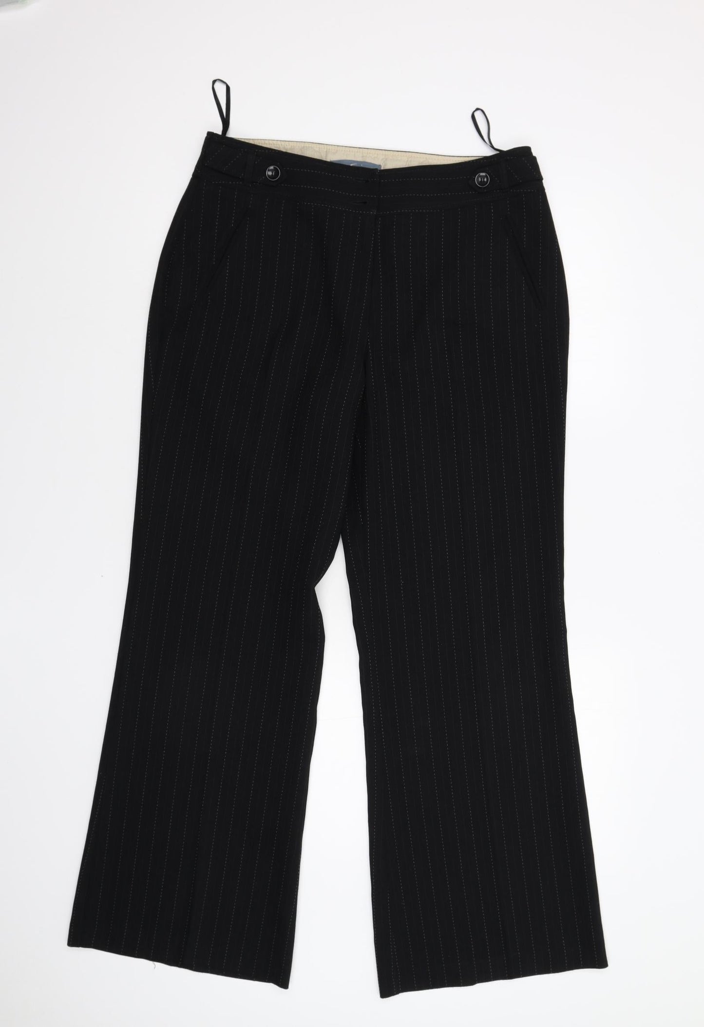 Evie Womens Black Striped  Trousers  Size 12 L31 in