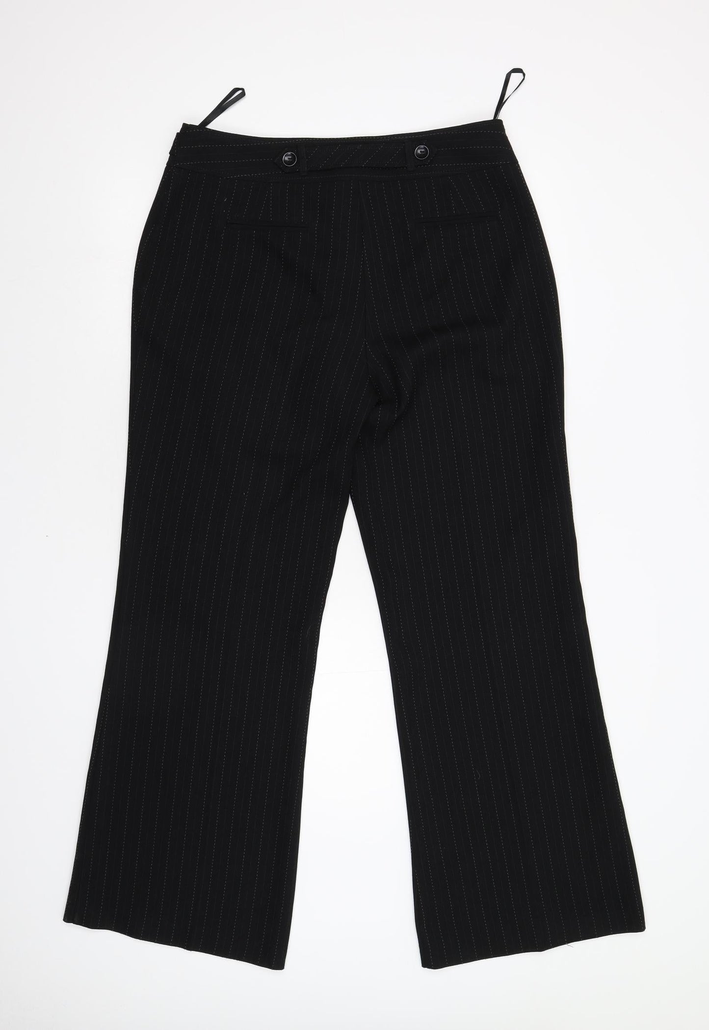 Evie Womens Black Striped  Trousers  Size 12 L31 in