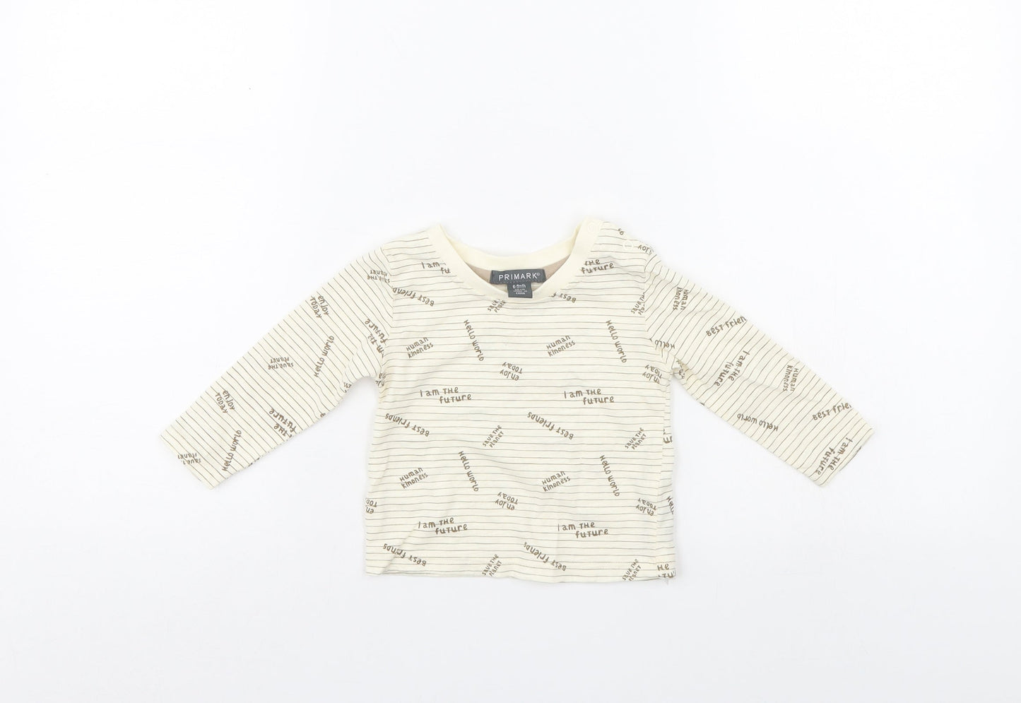 Primark Boys Ivory Striped  Pullover Jumper Size 6-9 Months