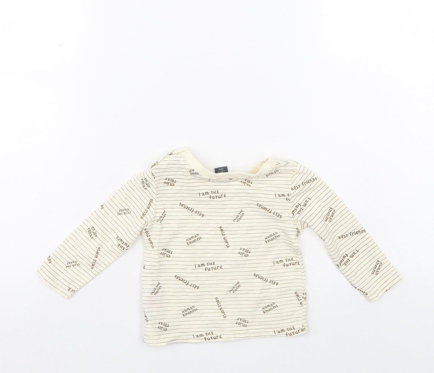 Primark Boys Ivory Striped  Pullover Jumper Size 6-9 Months