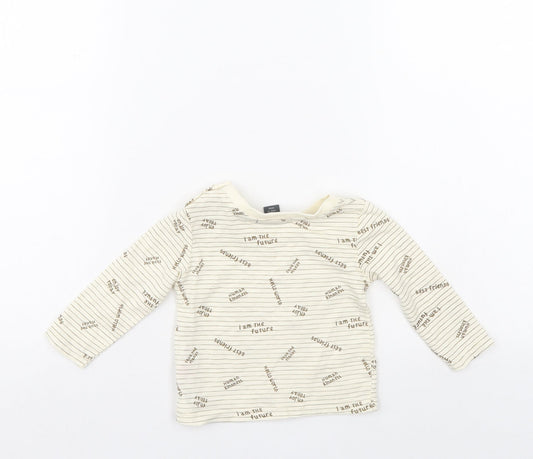 Primark Boys Ivory Striped  Pullover Jumper Size 6-9 Months