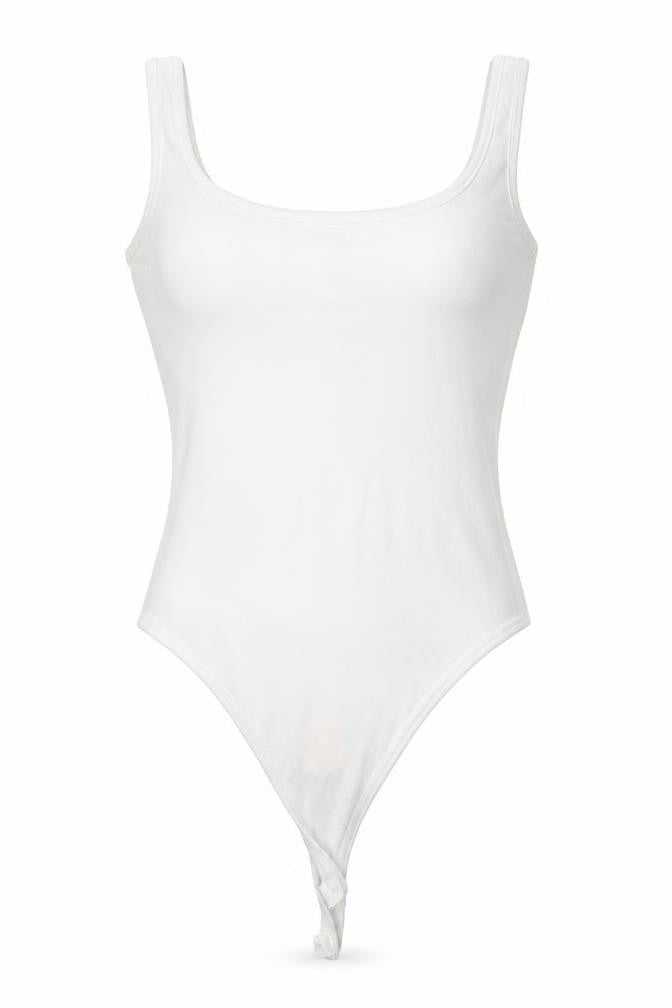 Front view of Missguided women’s white unitard one-piece, size UK 6