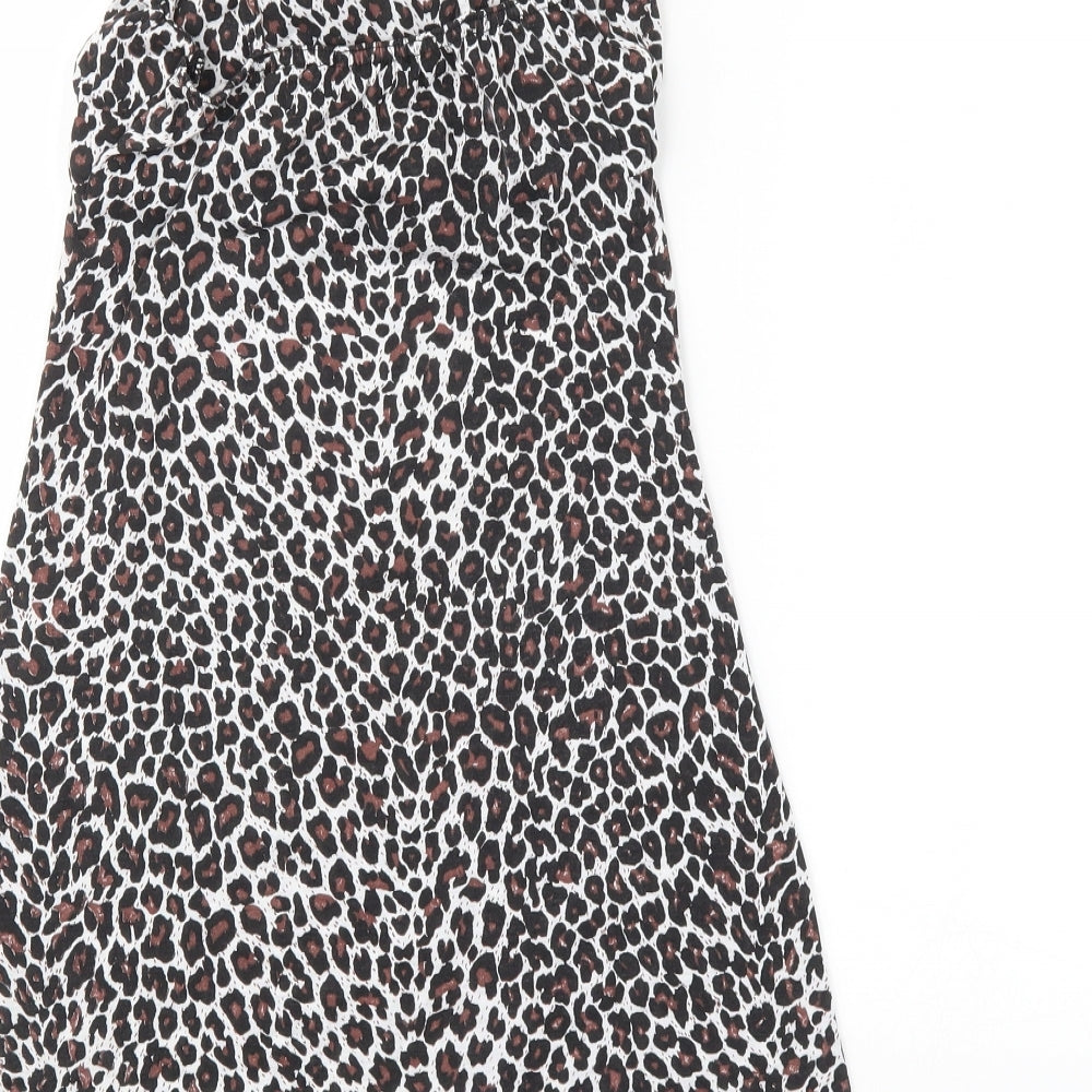 PRETTYLITTLETHING Womens Brown Animal Print  Basic Blouse Size 4