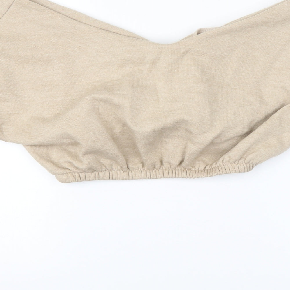PRETTYLITTLETHING Womens Beige   Pullover Sweatshirt Size S