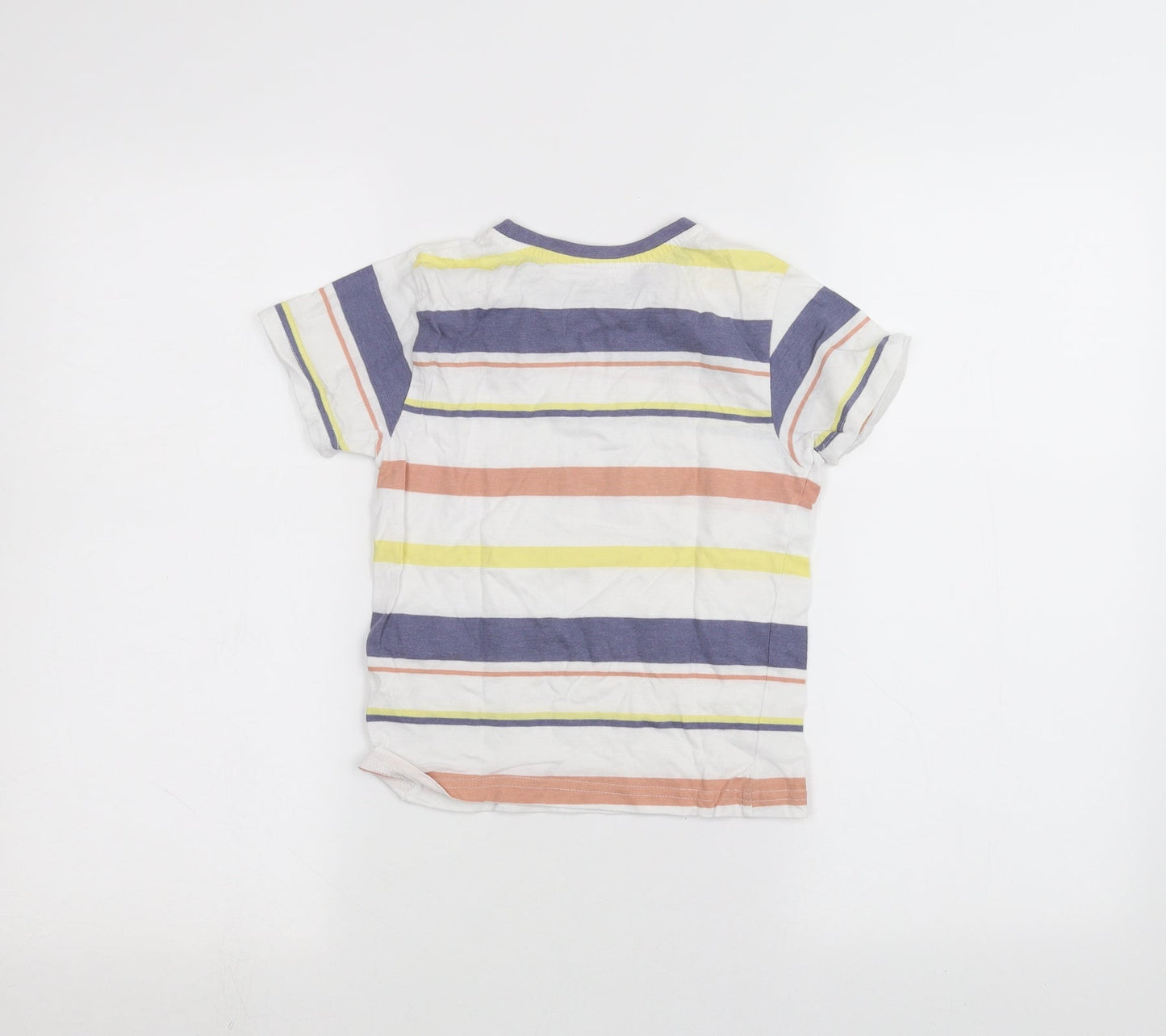 Primark Girls White Striped  Basic T-Shirt Size 5-6 Years