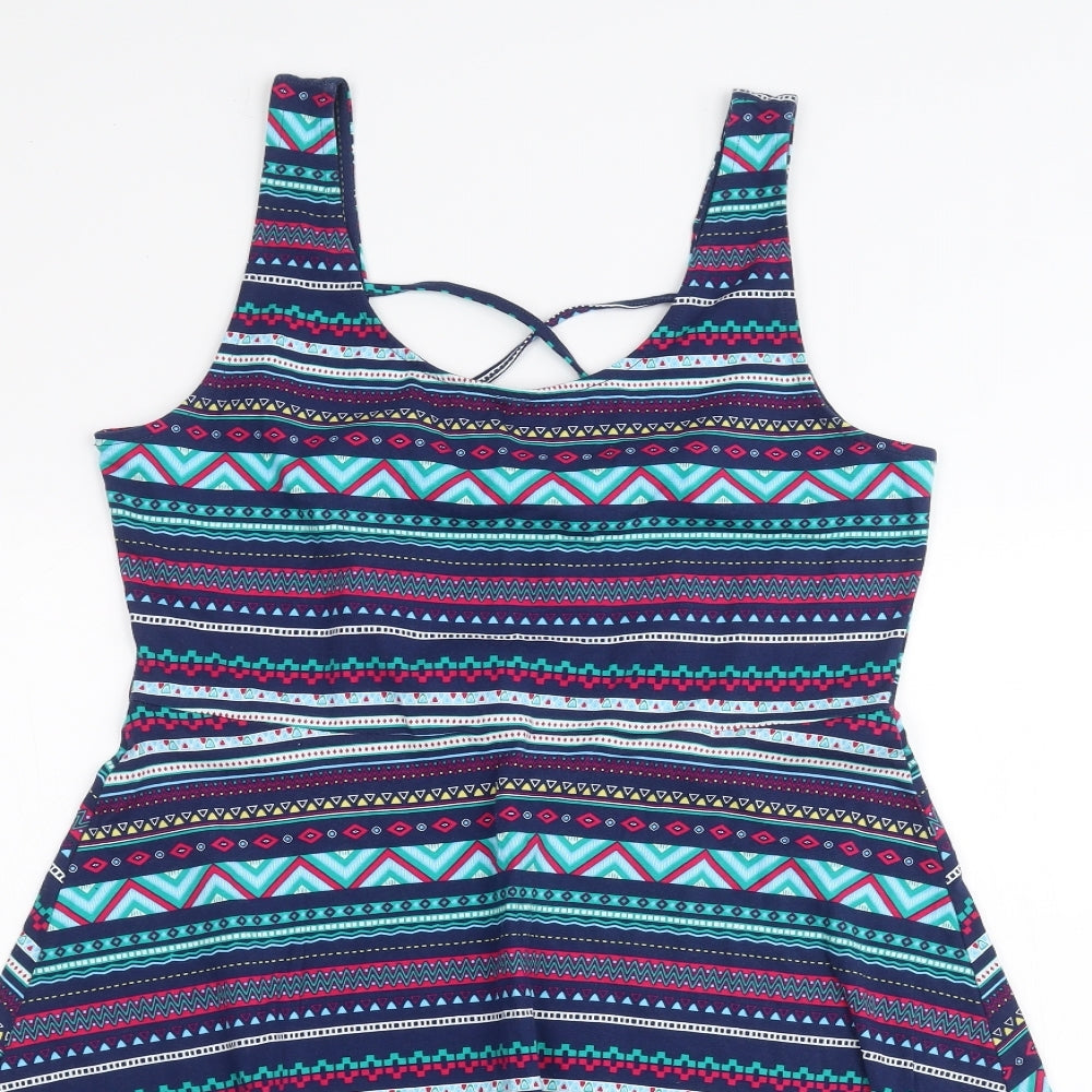 Springfield Womens Blue Striped  A-Line  Size L