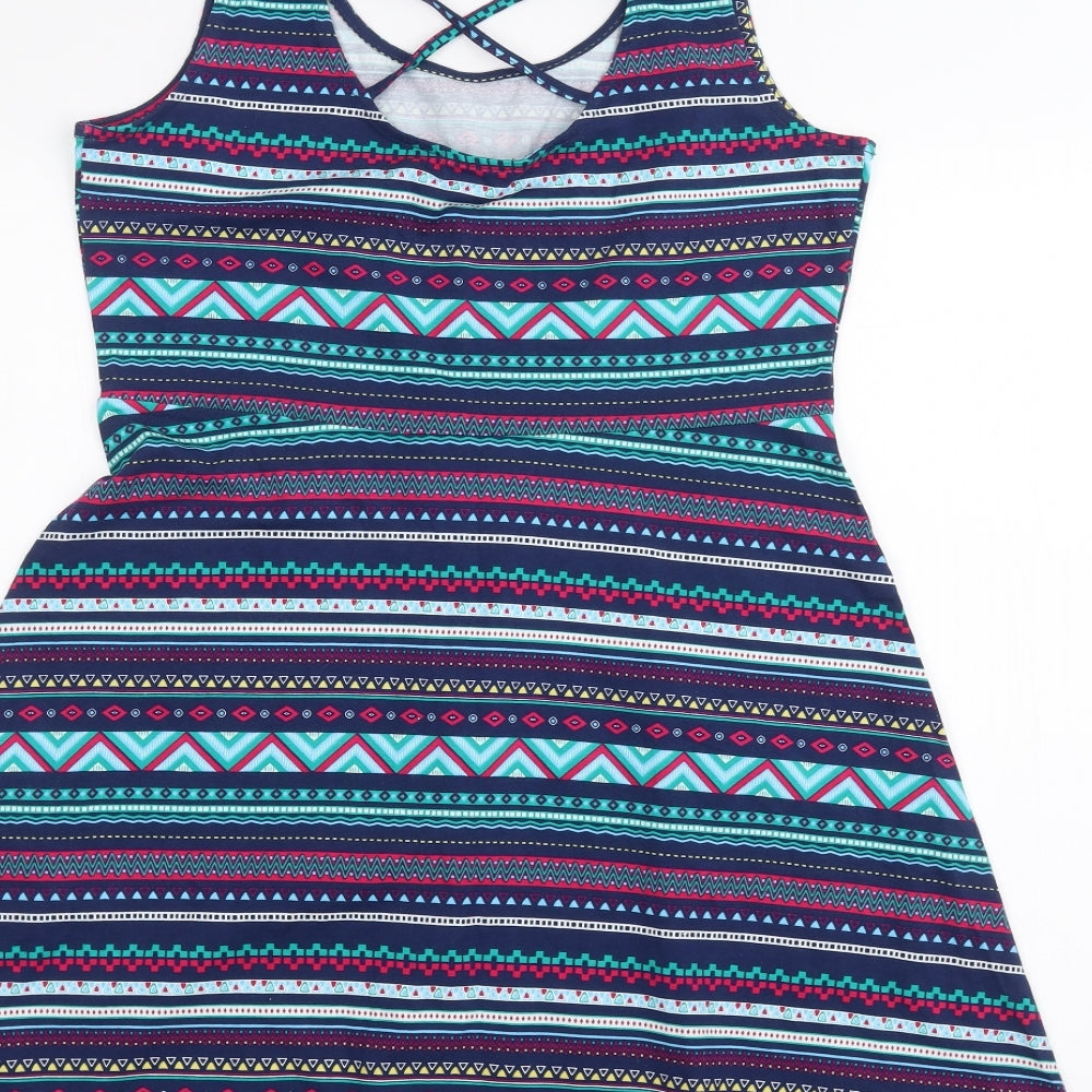 Springfield Womens Blue Striped  A-Line  Size L