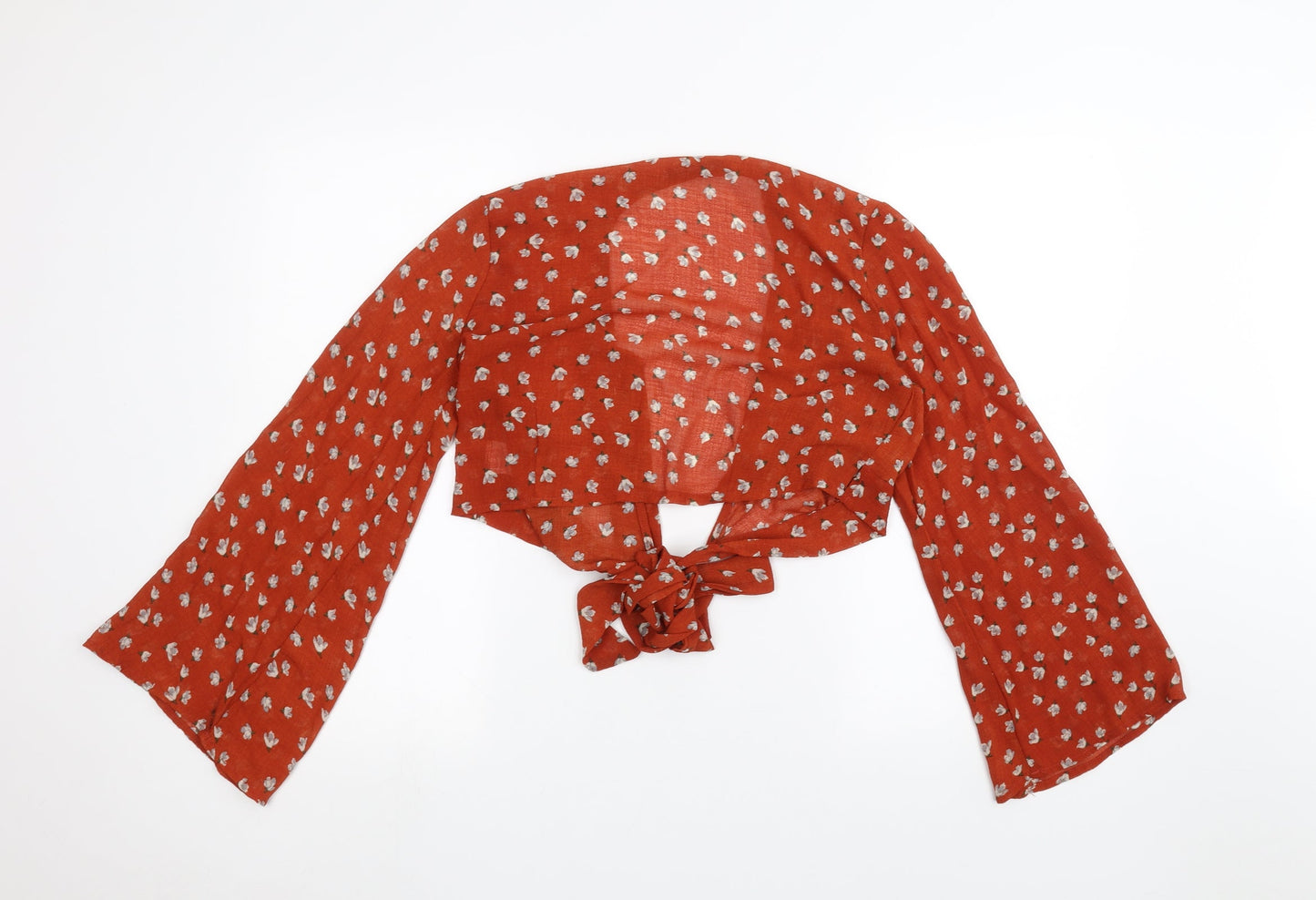 raylosen Womens Orange Floral  Basic Blouse Size M