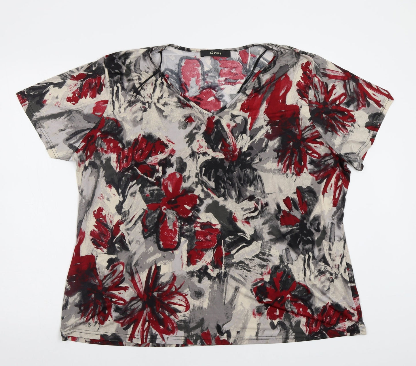 Cruz Womens Grey Floral  Basic Blouse Size XL