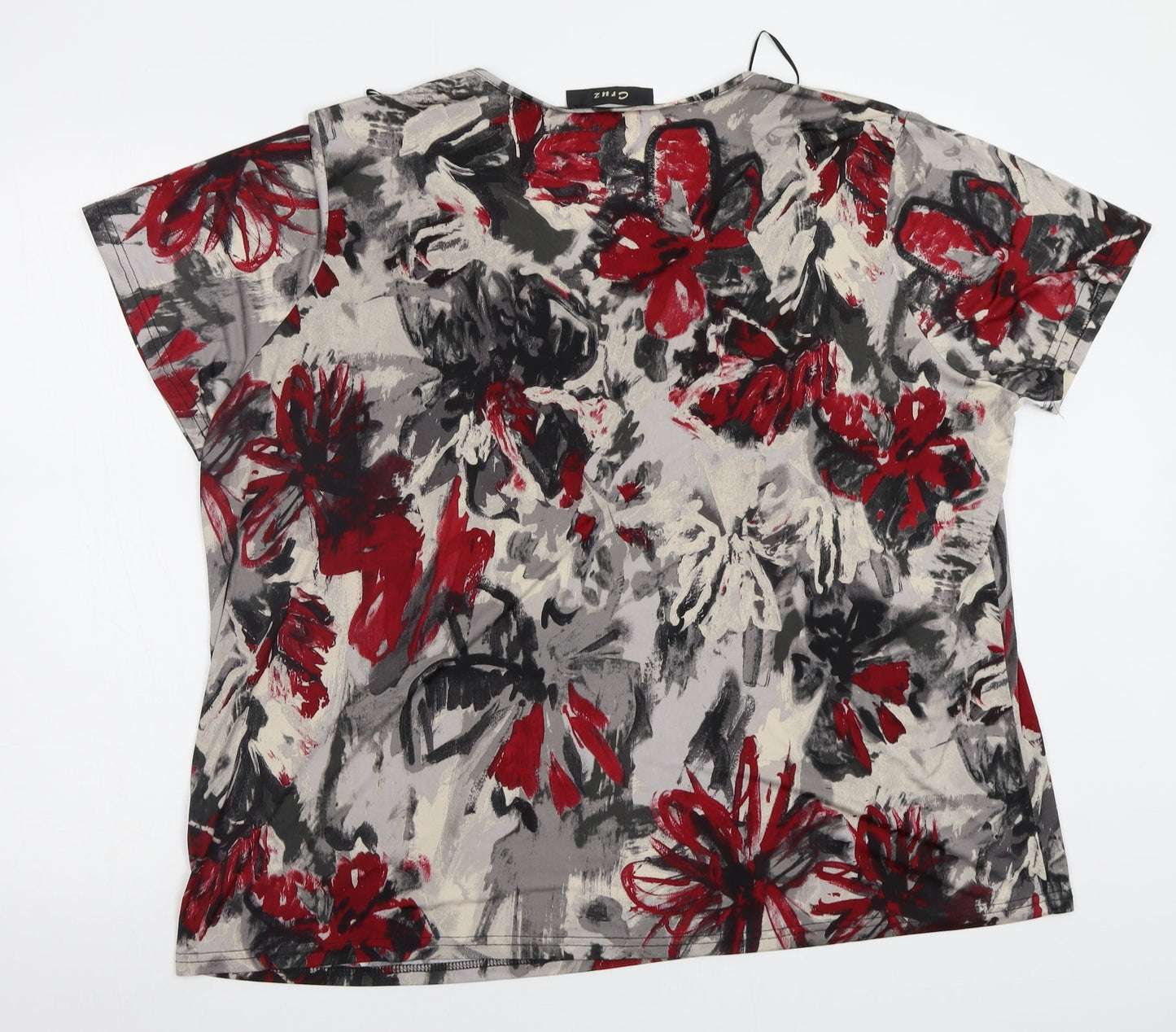 Cruz Womens Grey Floral  Basic Blouse Size XL