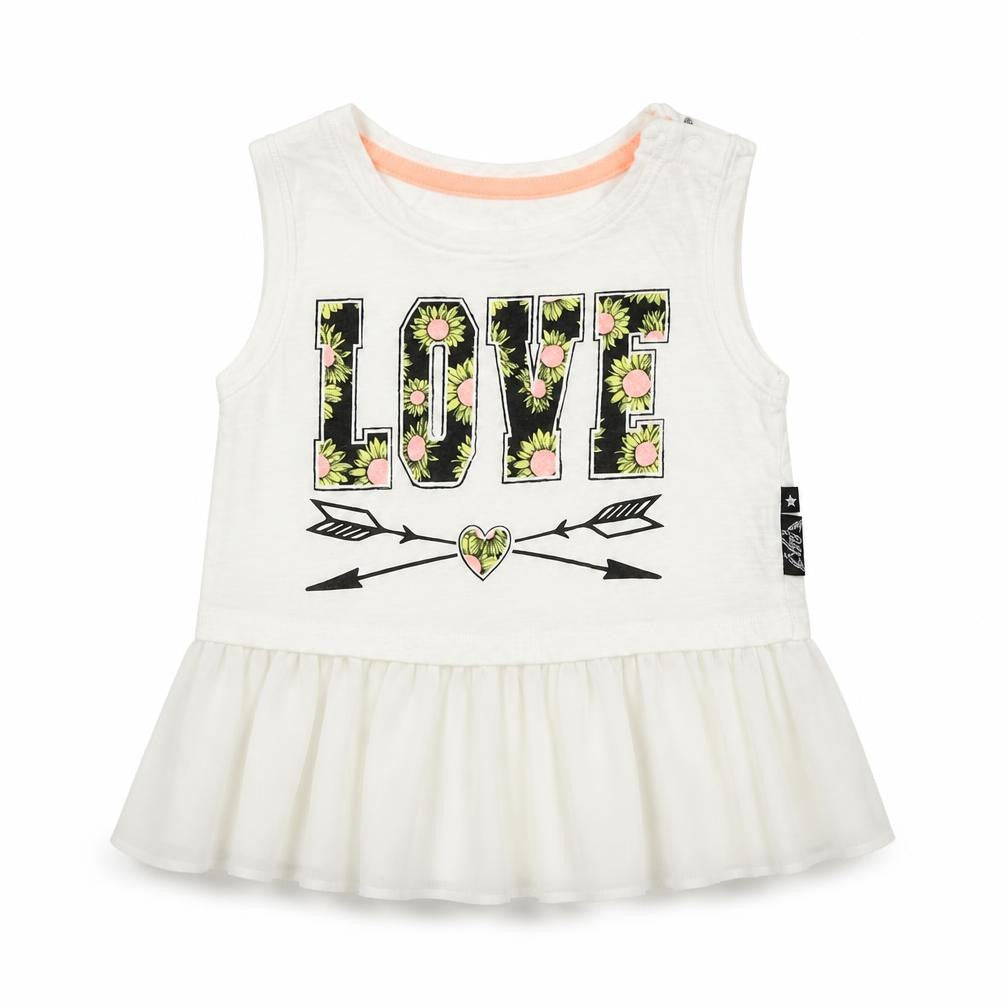 Front view of Baby K Baby White Basic Tank, size 12-18, Months