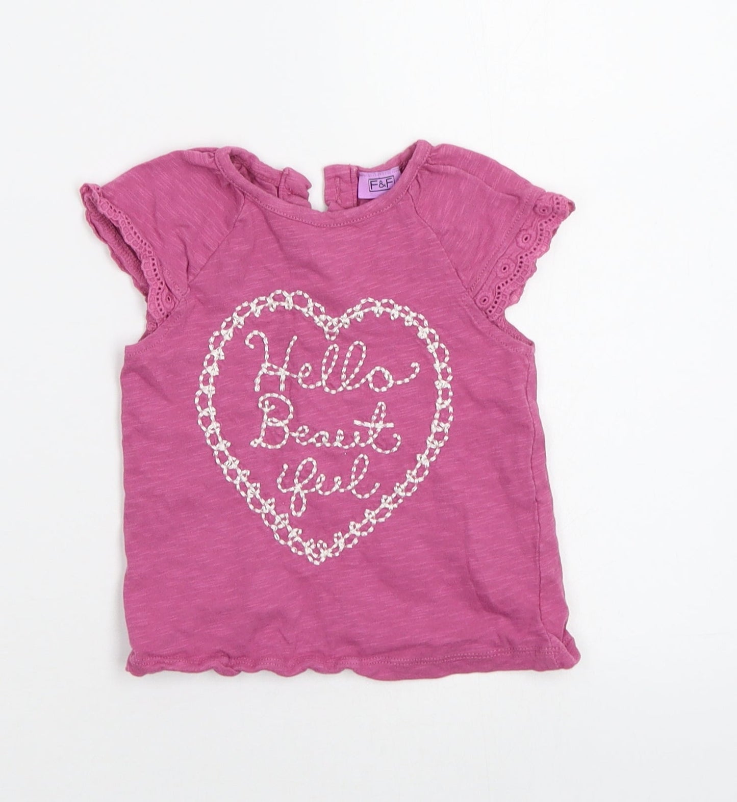 F&F Baby Pink   Basic T-Shirt Size 12-18 Months  - Heart