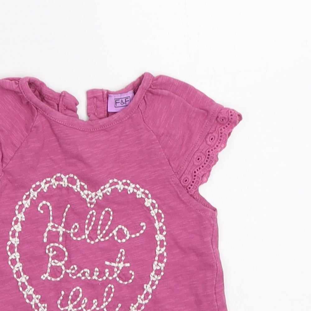 F&F Baby Pink   Basic T-Shirt Size 12-18 Months  - Heart