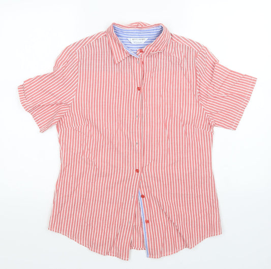 Prewron Womens Red Striped  Basic Button-Up Size 10
