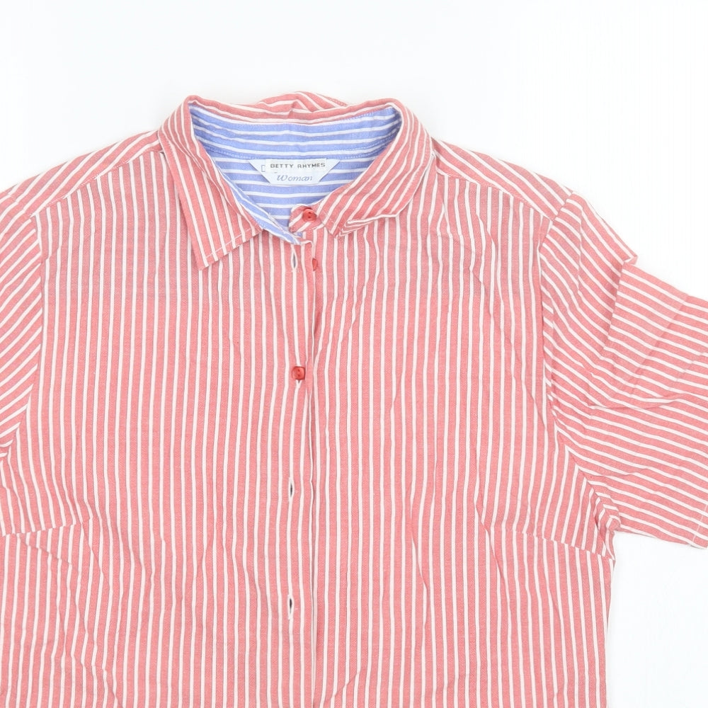Prewron Womens Red Striped  Basic Button-Up Size 10