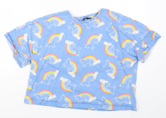 ASOS Womens Blue Solid  Top Pyjama Top Size 6  - Unicorns