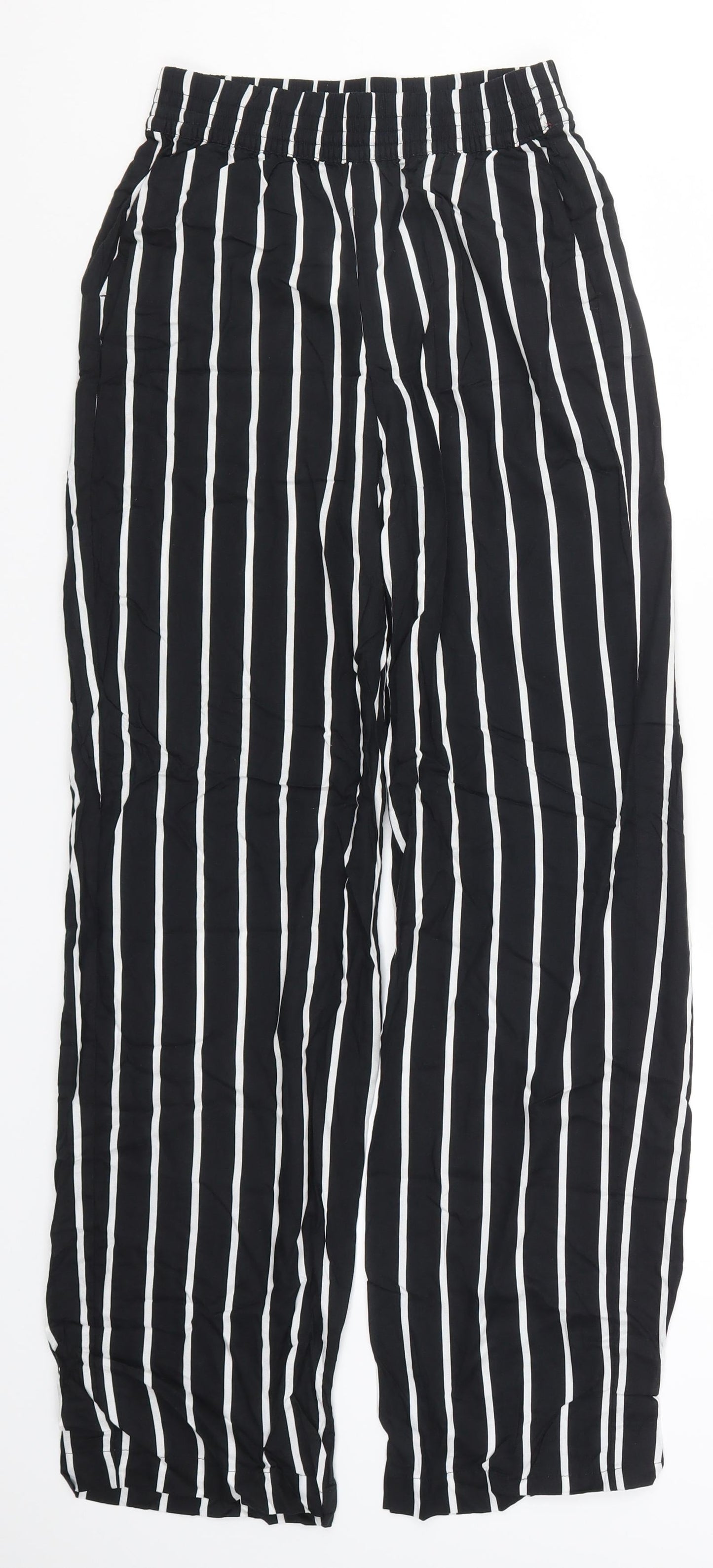 H&M Womens Black Striped  Trousers  Size 4 L28 in