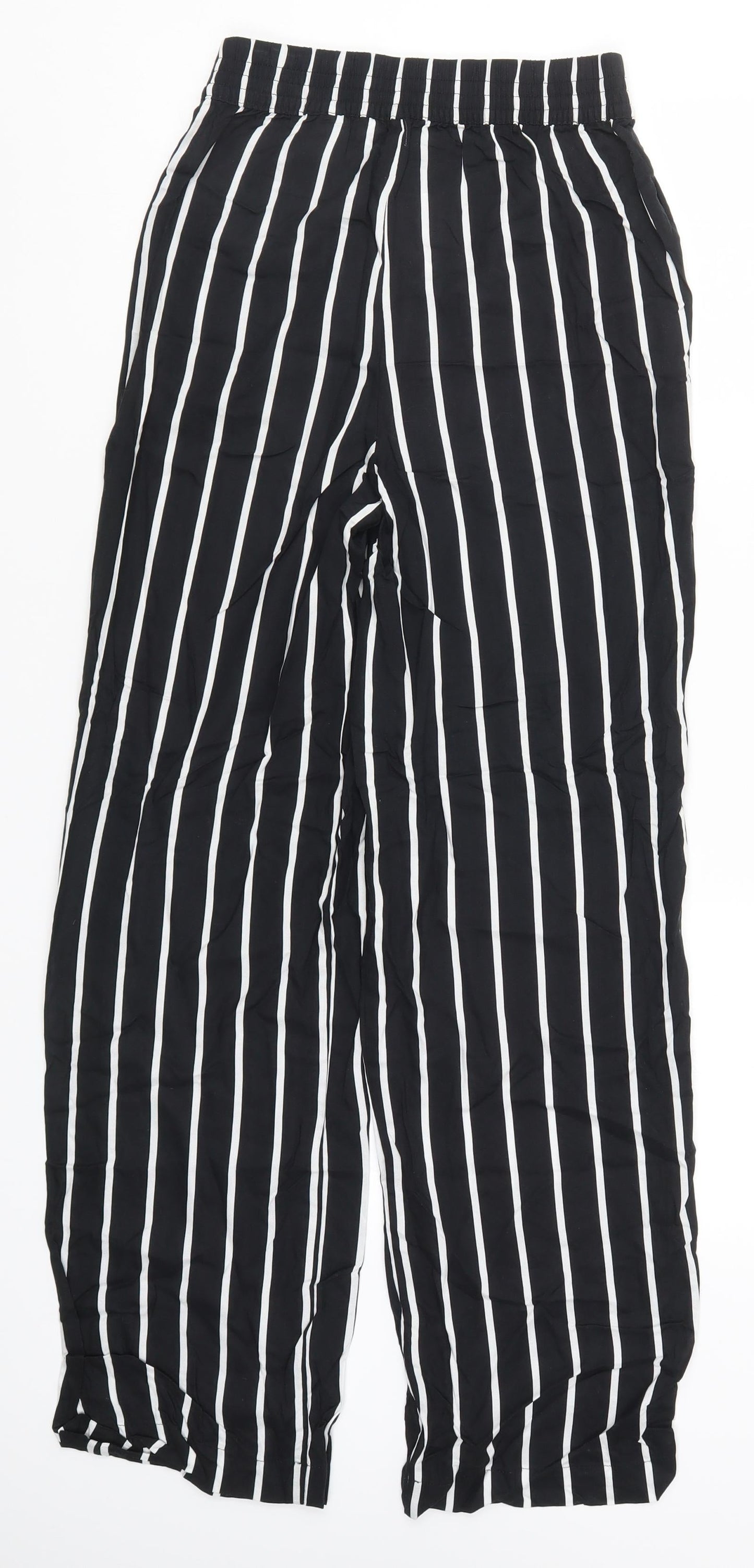 H&M Womens Black Striped  Trousers  Size 4 L28 in