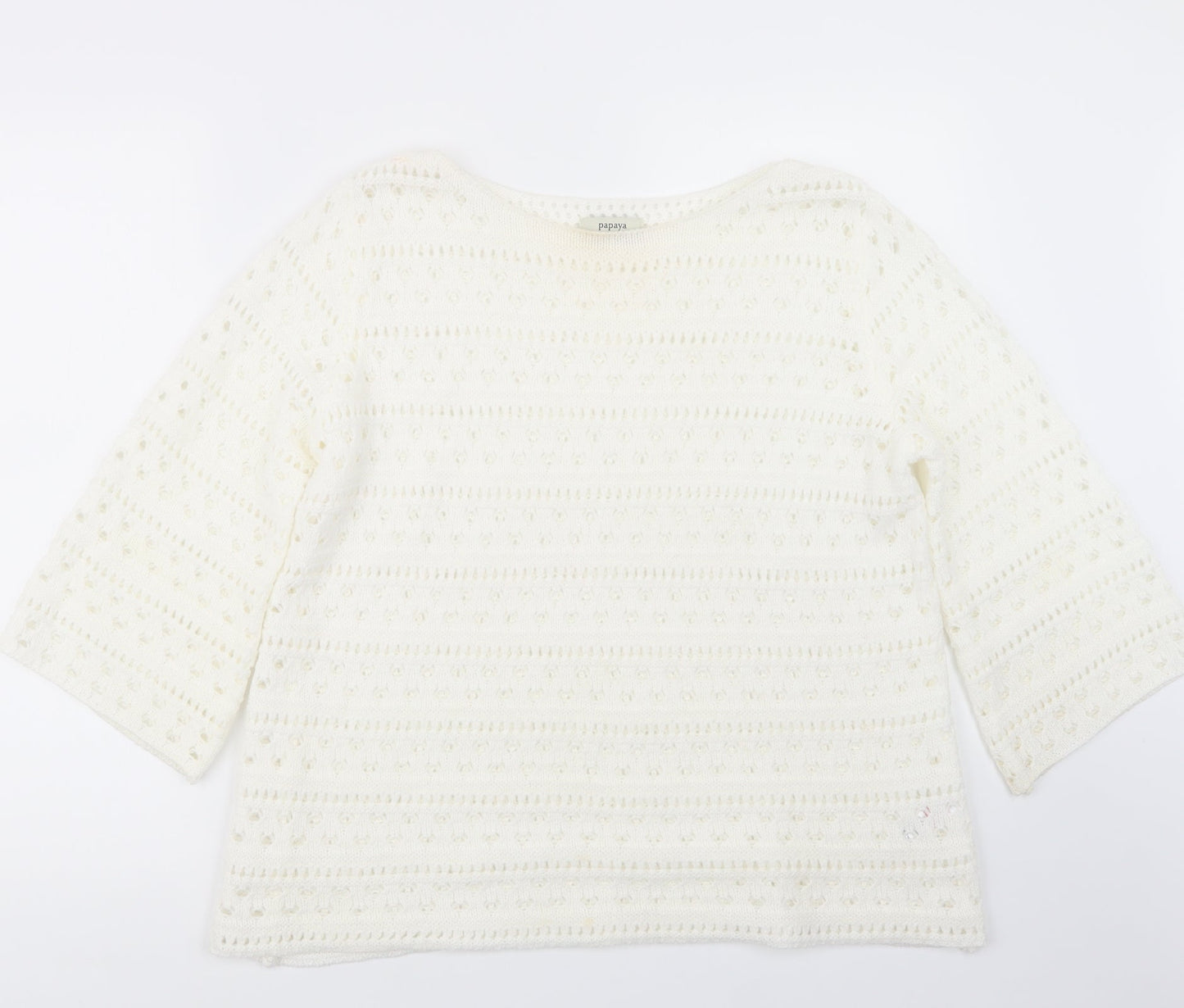 Papaya Womens White  Knit Pullover Jumper Size M