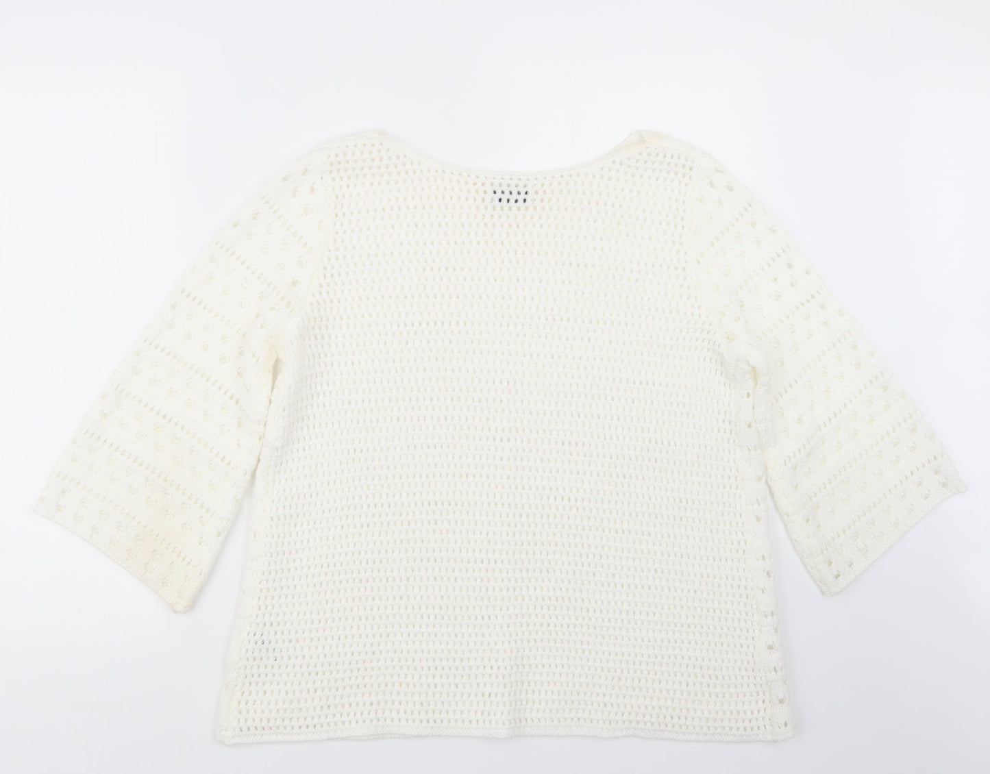 Papaya Womens White  Knit Pullover Jumper Size M