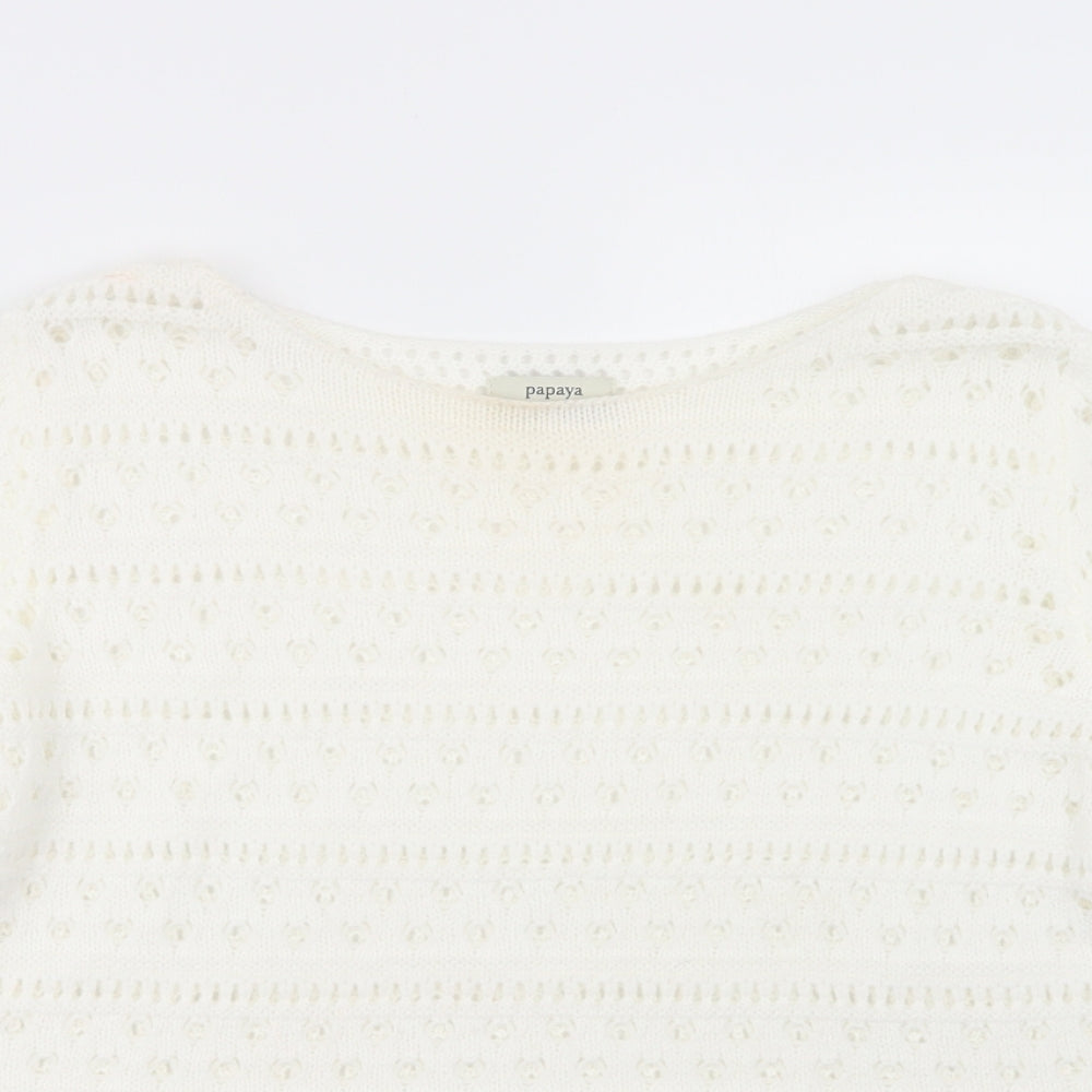 Papaya Womens White  Knit Pullover Jumper Size M