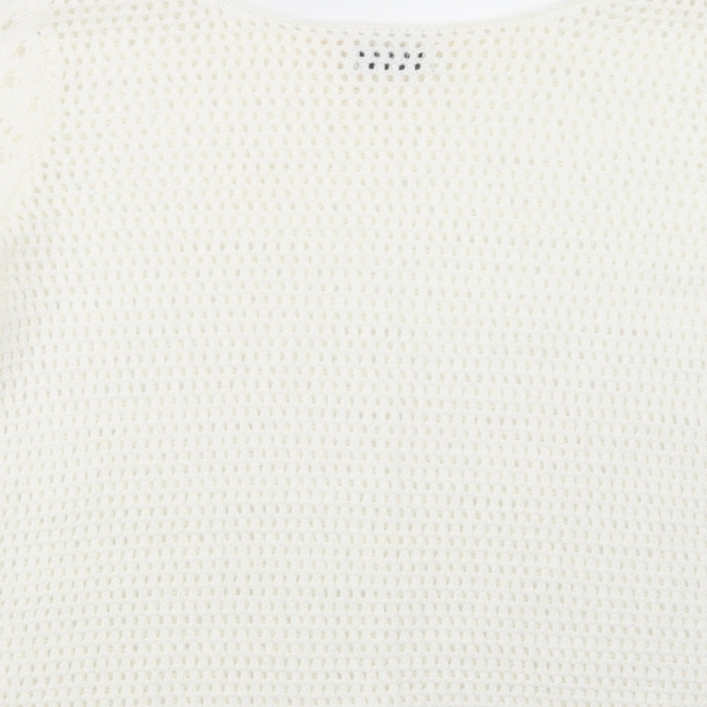Papaya Womens White  Knit Pullover Jumper Size M