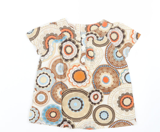 Gap Girls Beige Geometric  Basic T-Shirt Size 4 Years