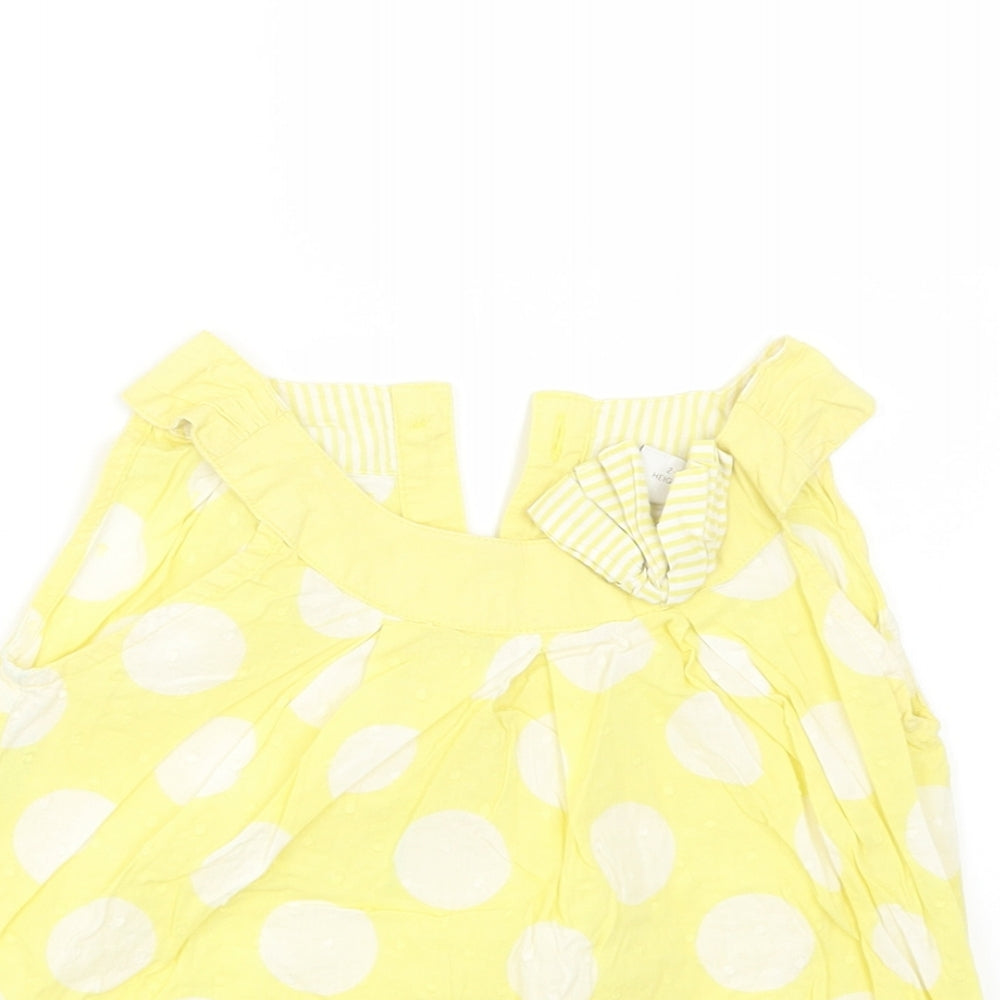 NEXT Girls Yellow Polka Dot  Basic Blouse Size 2-3 Years