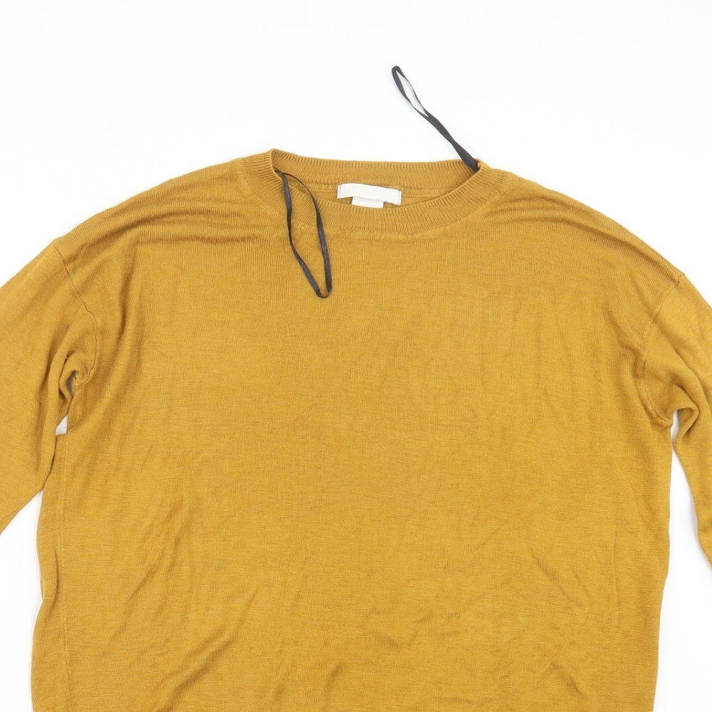 H&M Womens Yellow  Knit Pullover Jumper Size XS